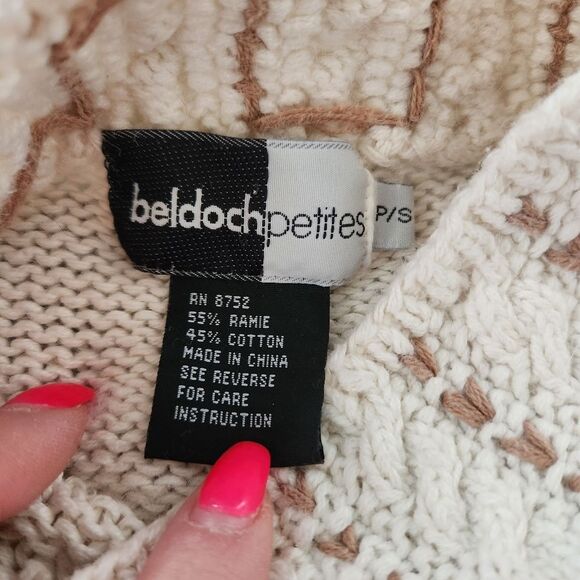 Beldoch Petites Vintage Knit Floral Turtleneck Sweater Size‎ Small - Picture 3 of 8